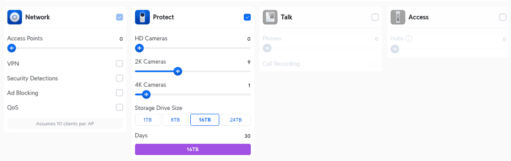 Site avec plusieurs zones sensibles (accueil, couloirs, accès, extérieur)